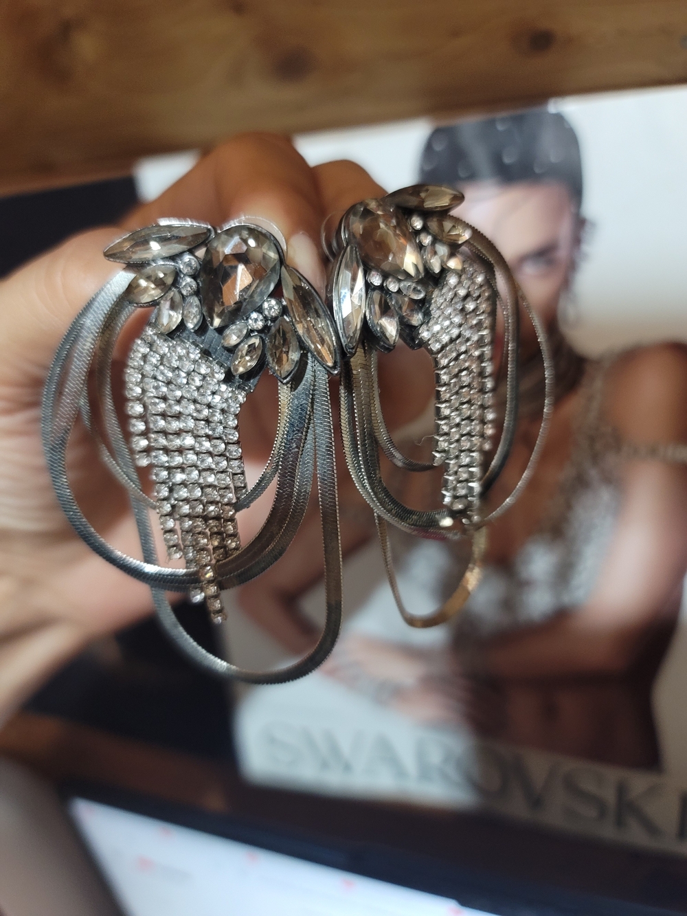 Crystal Fringe Statement Earrings - Silver